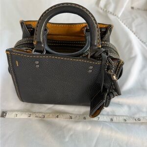 Coach Black Mini Bag with Tan Stitching